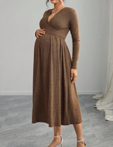 Rochie medie SHEIN Maternity, maro