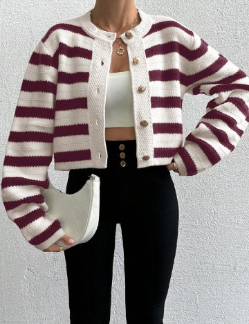 
						Cardigan SHEIN, alb/visiniu