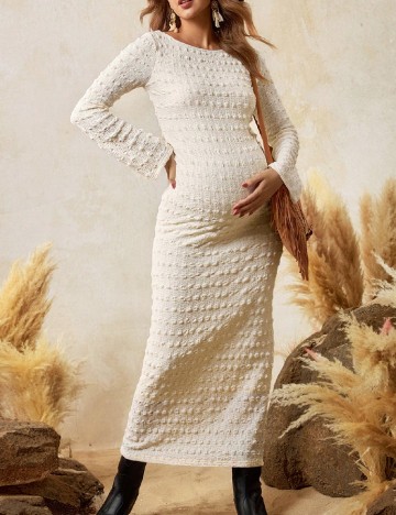 Rochie lunga SHEIN Maternity, ecru