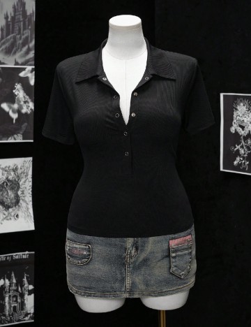 
						Tricou SHEIN CURVE, negru