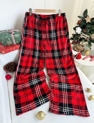 
						Pantaloni de pijama SHEIN CURVE, rosu