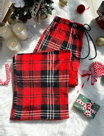 Pantaloni de pijama SHEIN CURVE, rosu