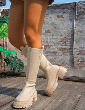 Cizme SHEIN, crem