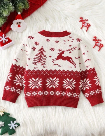 Pulover Shein Kids, rosu/alb