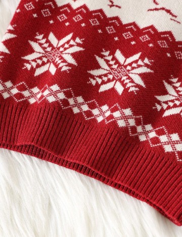 Pulover Shein Kids, rosu/alb