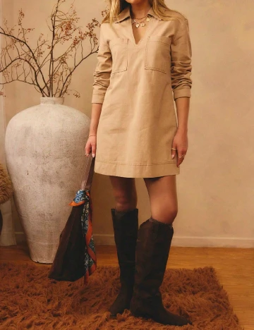 Rochie scurta Aralina, crem