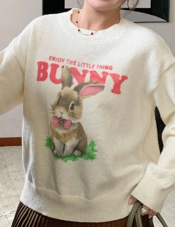 Pulover Dazy Plus Size, ecru