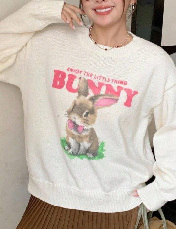 Pulover Dazy Plus Size, ecru