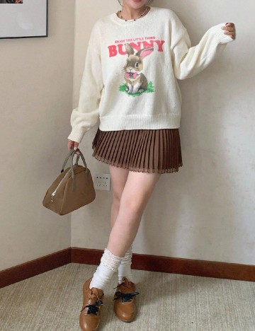 Pulover Dazy Plus Size, ecru