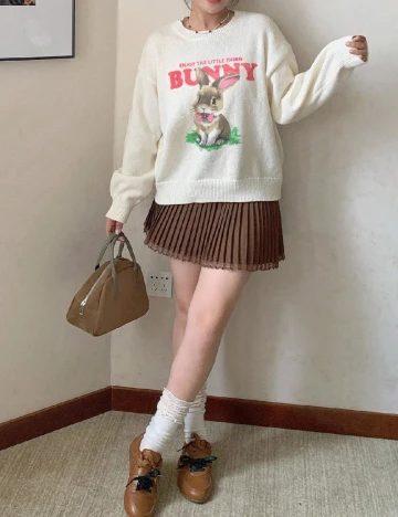 Pulover Dazy Plus Size, ecru