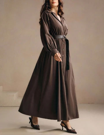 Rochie medie Anewsta, maro