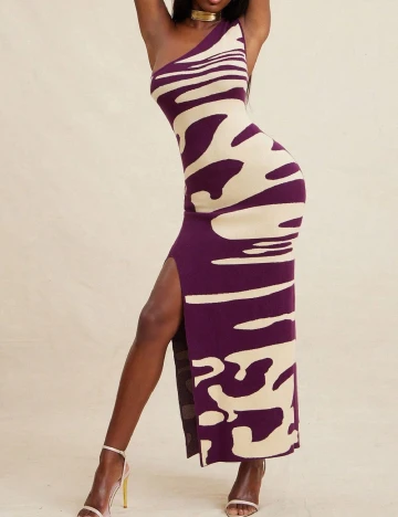 Rochie lunga SHEIN, mov/crem