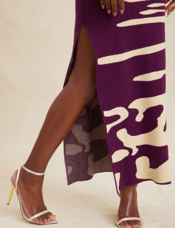 Rochie lunga SHEIN, mov/crem