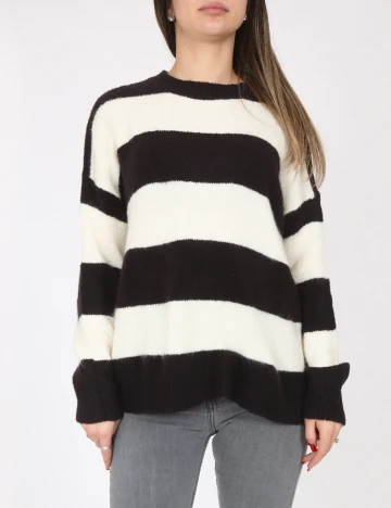 Pulover Bershka, alb/negru