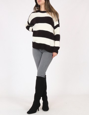Pulover Bershka, alb/negru