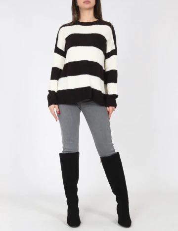 Pulover Bershka, alb/negru