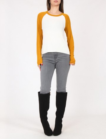 Bluza Pull&Bear, alb/galben