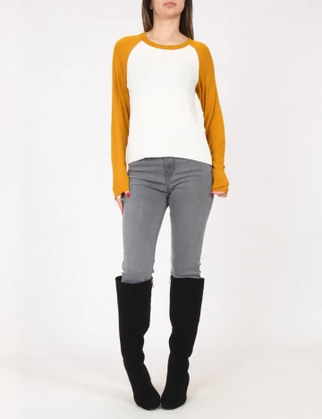 Bluza Pull&Bear, alb/galben