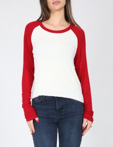 
						Bluza Pull&Bear, alb/rosu