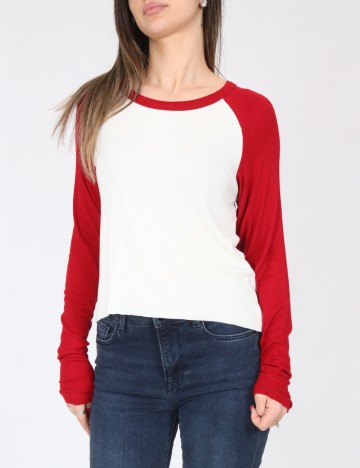 Bluza Pull&Bear, alb/rosu