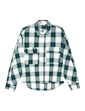 Camasa Bershka, verde/alb