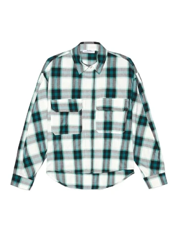 Camasa Bershka, verde/alb