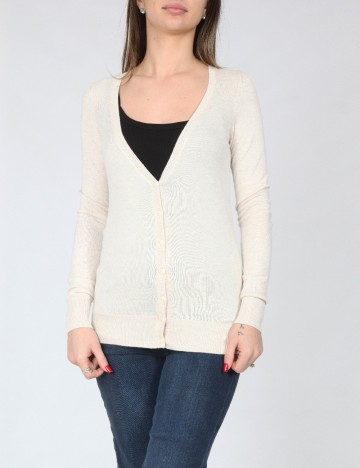 Cardigan Bershka, ecru/negru