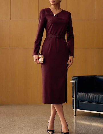 Rochie medie MOTF, pruna