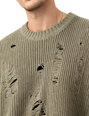 Pulover Oversize Bershka, verde