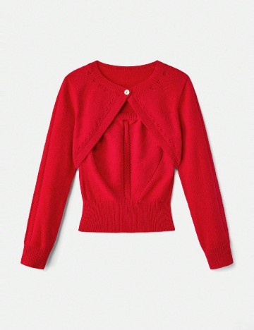 Set Cardigan si Top SHEIN, rosu