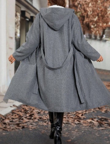 Palton reversibil SHEIN CURVE, alb/gri