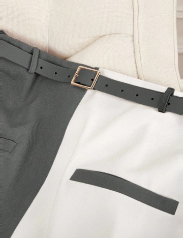 Fusta SHEIN CURVE, alb/gri