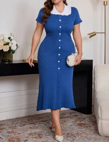 Rochie medie SHEIN CURVE, albastru