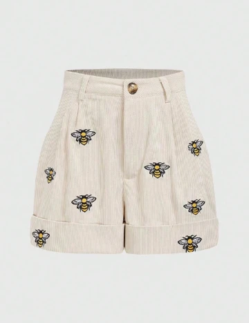 Pantaloni scurti Romwe Plus Size, crem