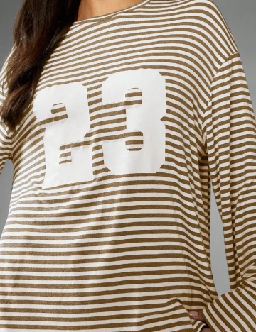 Bluza Oversize Missguided, maro/alb