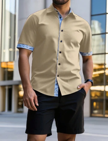 Camasa SHEIN Plus Size Men, bej