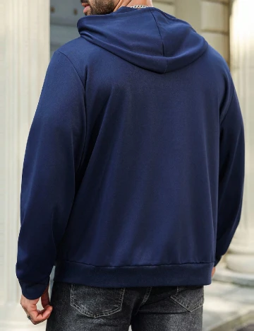 Hanorac SHEIN Plus Size Men, albastru/gri