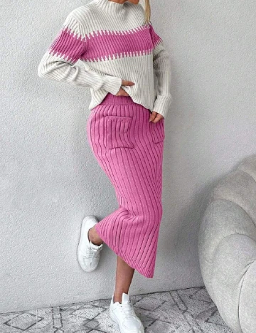 Compleu SHEIN, alb/roz