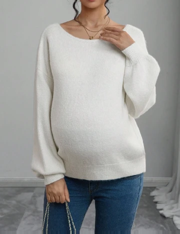 Pulover SHEIN Maternity, alb