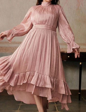 Rochie lunga Anewsta Curve, roz