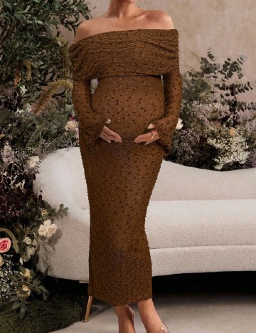 Rochie lunga SHEIN Maternity, maro