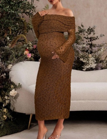 Rochie lunga SHEIN Maternity, maro