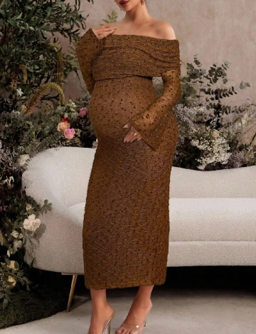 Rochie lunga SHEIN Maternity, maro