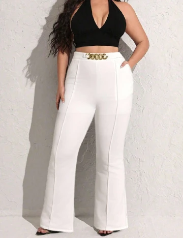 Pantaloni SHEIN CURVE, alb