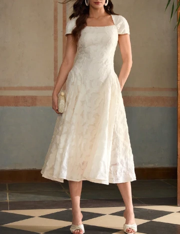 Rochie medie Zeylah, ecru