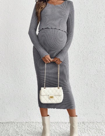 Rochie medie SHEIN Maternity, gri