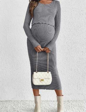 Rochie medie SHEIN Maternity, gri