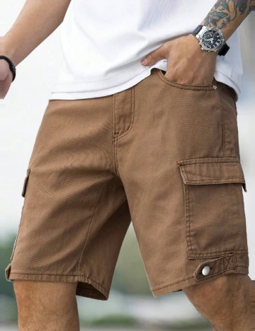 Pantaloni scurti SHEIN Plus Size Men, maro