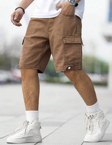 Pantaloni scurti SHEIN Plus Size Men, maro