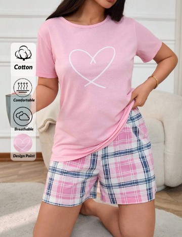 
						Pijama SHEIN CURVE, roz